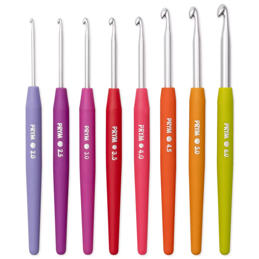 Crochet hooks for wool set with soft handle, 2.0 - 6.0 mm